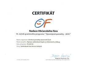 Certifikát Nadace OF.